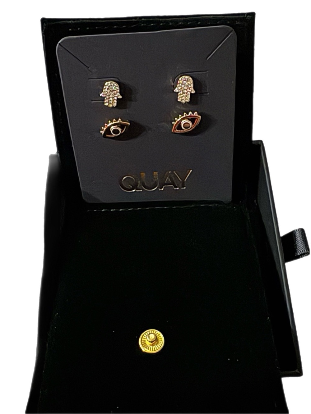 Quay Australia Good Vibes Earring Set New In Box Gold Tone Hypoallergenic
